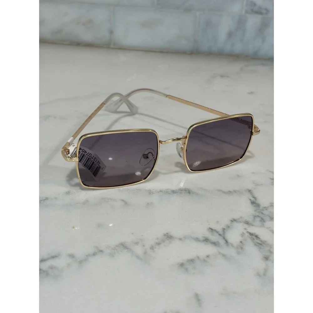 I-SEA Sublime Gold Purple Gradient Rectangular Sunglasses‎ Womens NEW